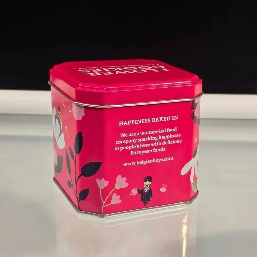 Belgian Boys Empty Tin Flower Cookies Box